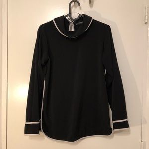 Zara white trim blouse